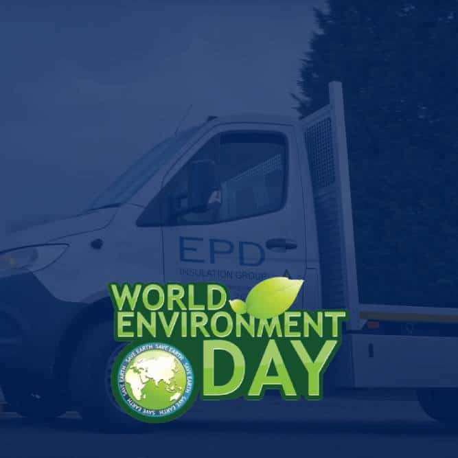 Van promoting World Environment Day with logo and foliage.