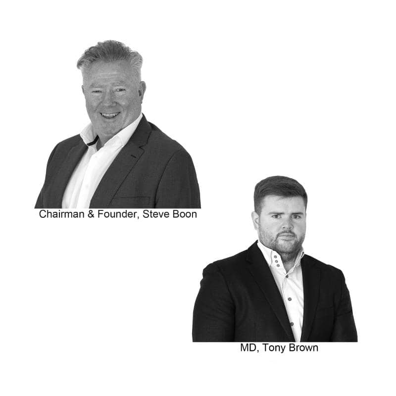 Portraits of company founder Steve Boon and MD Tony Brown.