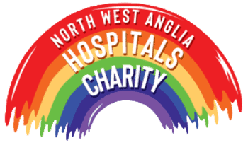 North West Anglia Hospitals Charity logo with rainbow.