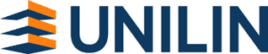 UNILIN logo with stylised blue and orange design