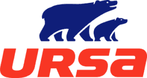 URSA logo with two blue silhouetted bears