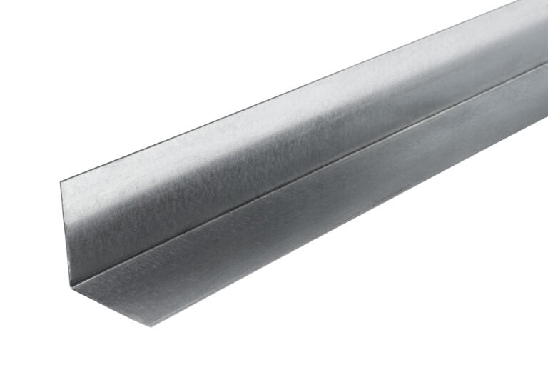 Close-up of angled galvanised steel beam