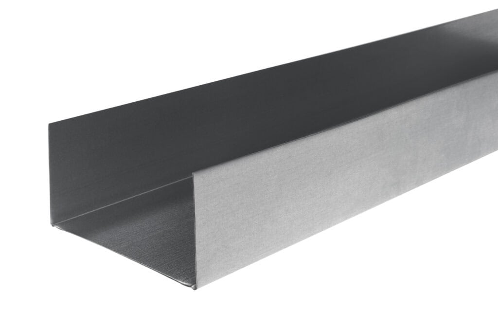 Close-up of a metal angle iron beam