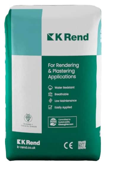 K Rend plastering product green and white packaging