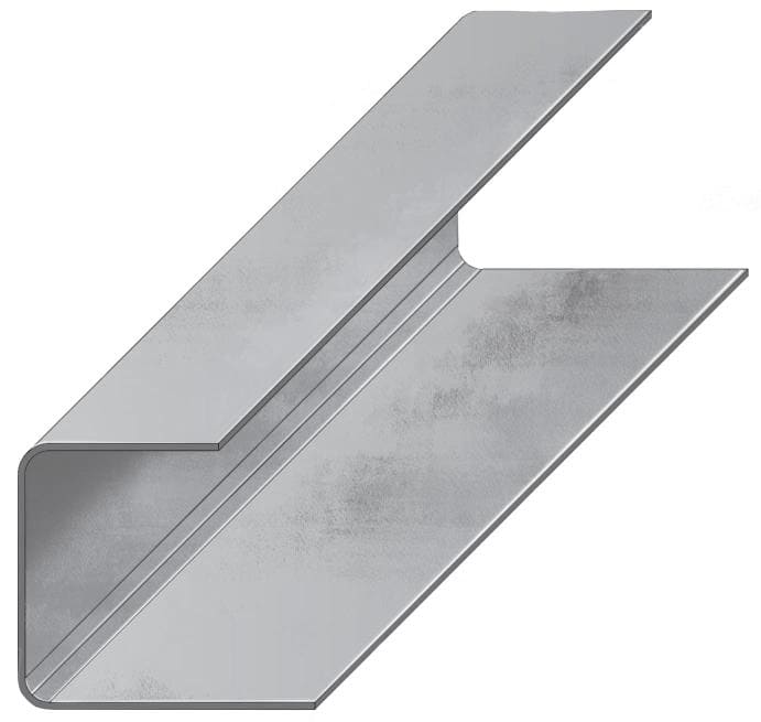 Galvanised steel angle bracket isolated on white