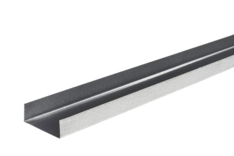 Close-up of grey metal angle bar on white