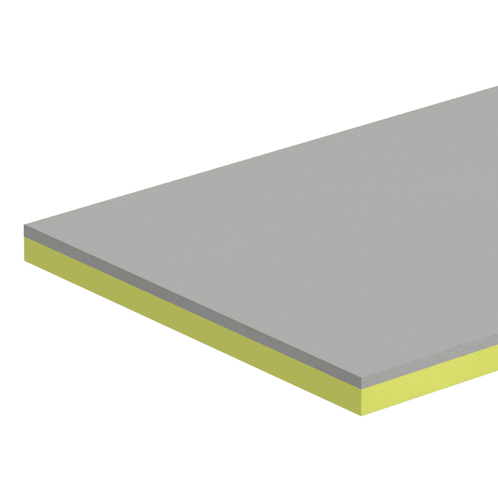 Grey board with yellow edge on black background