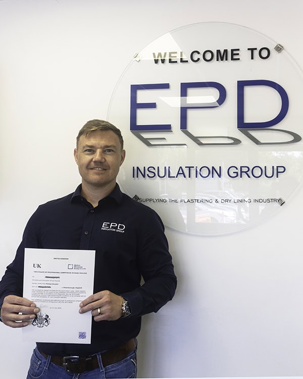 Man holding document at EPD Insulation Group office