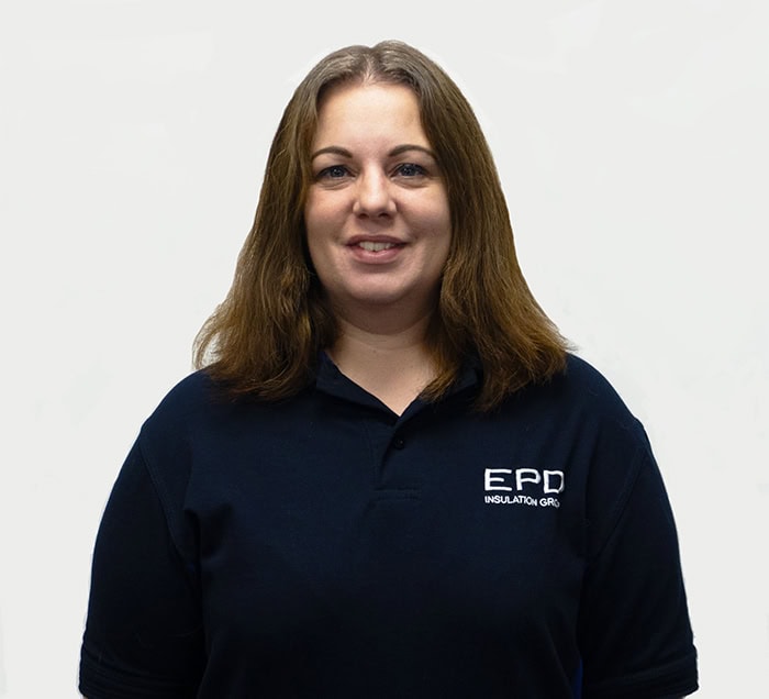 Woman in EPD Insulation Group uniform smiling